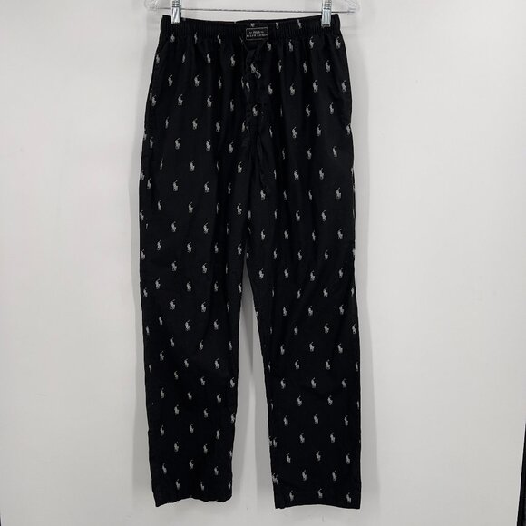 Polo Ralph Lauren Men’s Black Pajama Pants Sleepwear Size M Logo Print - Picture 1 of 11